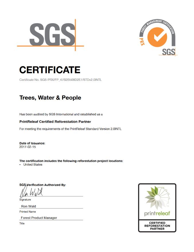 SGS Certificate, PrintReleaf, Office Automation Solutions